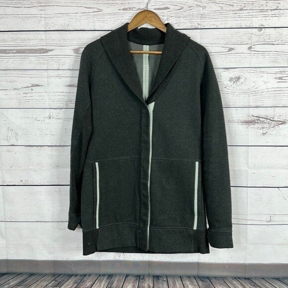 Lululemon Yin to my Yang Cardigan Sweater Womens 8 Gray Snap Front‎ Jacket Long